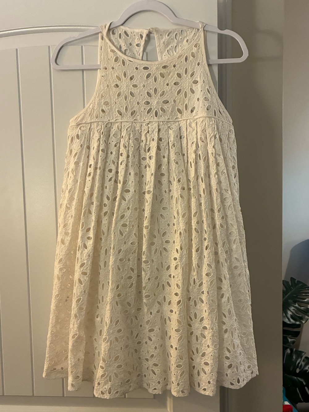 Vintage Milly Dress - White Eyelet, High-Neck Babydoll - Size 2
